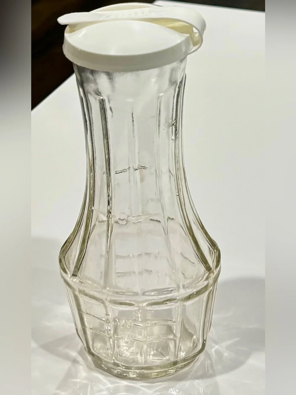 Vintage Good Seasons Glass Salad Dressing Cruet Shaker Bottle & White Snap Lid